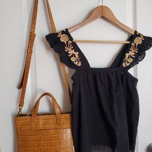Madewell Embroidered Strap Swing Top